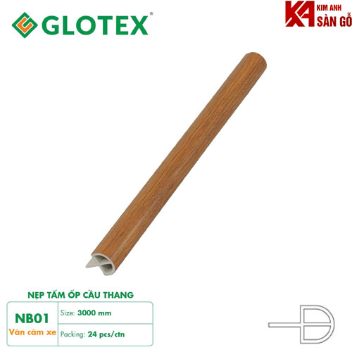 Nẹp Bậc Cầu Thang Nhựa Giả Gỗ Glotex NB-01